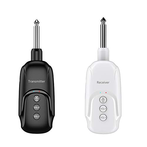 ZIIDOO 2.4GHZ Wireless Guitar System,Wireless Audio Guitar Transmitter Receiver,Rechargeable 24 Channels Transmitter Receiver for Electric Guitar Bass