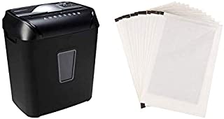 AmazonBasics 12-Sheet Cross-Cut Paper and Credit Card Home Office Shredder & SP12A Paper Shredder Sharpening & Lubricant Sheets - Pack of 12