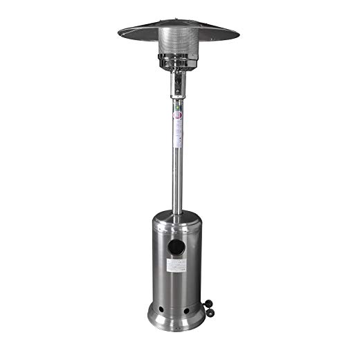 Raoccuy Stainless Steel Outdoor Patio Heater Propane with Wheels and Cover, Large, Outdoor Table Top Heater with Adjustable Thermostat, Suitable for Garden Wedding for Patio, Lawn, Cafe