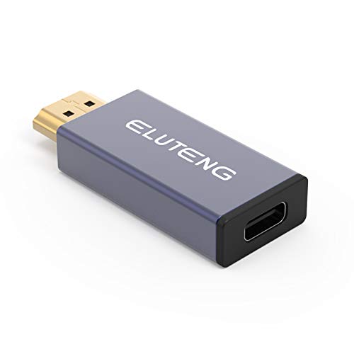 ELUTENG USB C Female to HDMI Male Adapter, 4K 60HZ Mini USB C to HDMI Adapter (Thunderbolt 3 Compatible) 10Gbp / s Speed USB C to HDMI Converter Connector for Type-C PC, Mobile Phone and Tablet