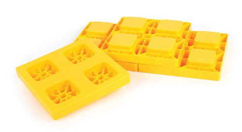 Camco Heavy Duty Leveling Blocks, Ideal For Leveling Single and Dual Wheels, Hydraulic Jacks, Tongue Jacks and Tandem Axles (4 pack) , Yellow - 44501