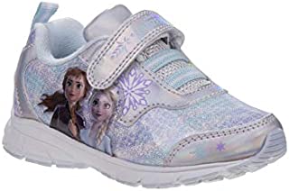 Disney Frozen Girls' Iridescent Glitter Light-Up Sneakers - Toddler - Light Blue/Silver, 7