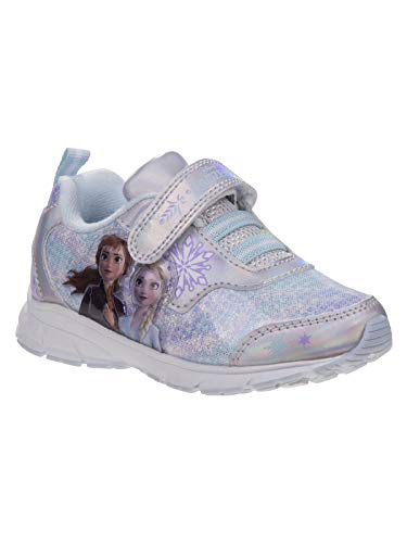 Disney Frozen Girls' Iridescent Glitter Light-Up Sneakers - Toddler - Light Blue/Silver, 7