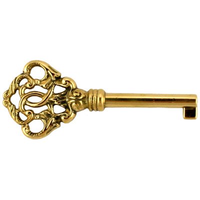 Solid Brass Skeleton Key for Grandfather Clock Doors, Cabinet Doors, Dresser Drawers, Desk - Antique, Vintage, Old Furniture | KYF-2 (1)