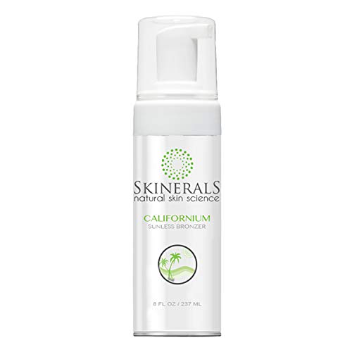 Skinerals Californium - USA Made Self Tanner Mousse for a Light Caramel Tan Without Streaks or Orange Tones. Made with Organic and Natural Ingredients for a Healthy Looking Fake Tan. 8 oz Bottle