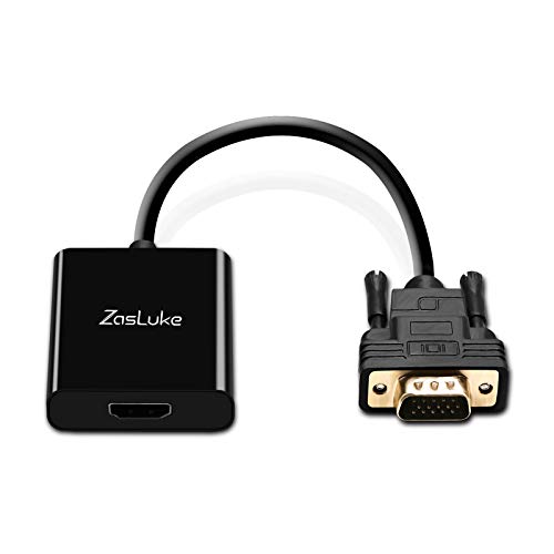 ZasLuke HDMI to VGA Converter Adapter, HDMI Female to VGA Male Converter with 3.5mm Audio Jack and Micro USB Power Cable for TV Stick, Xbox 360, PS4, Roku, Laptop and More (Only from HDMI to VGA)