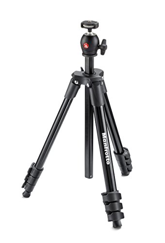 Manfrotto Compact Light Aluminum 4-Section Tripod Kit with Ball Head, Black (MKCOMPACTLT-BK)