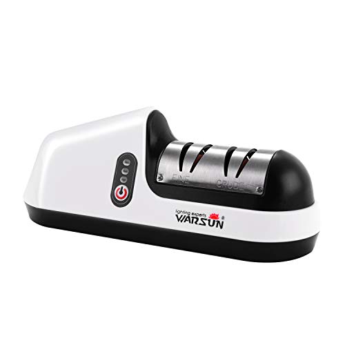 Warsun Electric Knife Sharpener, Professional Tool for Kitchen Knife, Rechargeable Knife Sharpener, Fine/Crude Modes, Non-slip Design