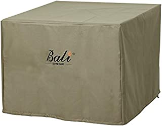 BALI OUTDOORS Square Durable Fire Pit Cover, 600D Heavy Duty with PVC Coating, Khaki, 28.3'' x 28.3'' x 25''