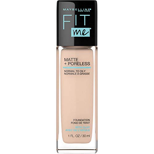 Maybelline Fit Me Matte + Poreless Liquid Foundation Makeup, Classic Ivory, 1 fl. oz. Oil-Free Foundation