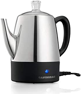 Gastrorag Electric Coffee Percolator  4-Cup, Stainless Steel, Quick Brew & Keep Warm Function, Cool Handle & Easy-Store Detachable Cord, DK04B