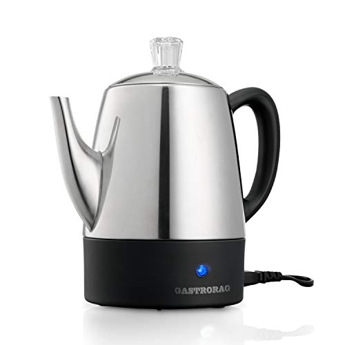 Gastrorag Electric Coffee Percolator  4-Cup, Stainless Steel, Quick Brew & Keep Warm Function, Cool Handle & Easy-Store Detachable Cord, DK04B