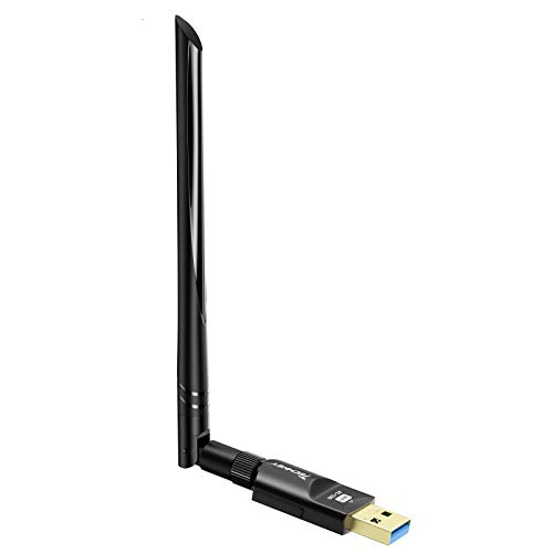 USB WiFi Adapter 1200Mbps Techkey USB 3.0 WiFi 802.11 ac Wireless Network Adapter with Dual Band 2.42GHz/300Mbps 5.8GHz/866Mbps 5dBi High Gain Antenna for Desktop Windows XP/Vista / 7-10 Mac