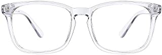 TIJN Blue Light Blocking Glasses for Women Men Clear Frame Square Nerd Eyeglasses Anti Blue Ray Computer Screen Glasses(Transparent)