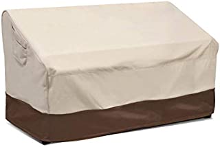 Vailge 2-Seater Heavy Duty Patio Bench Loveseat Cover, 100% Waterproof Outdoor Sofa Cover, Lawn Patio Furniture Covers with Air Vent, Small(Standard), Beige & Brown