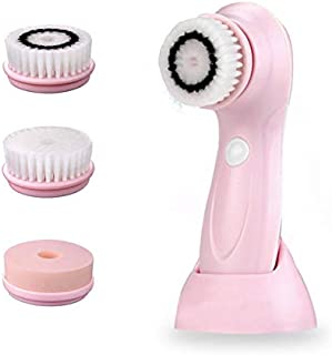 Gackoko Facial Cleansing Brush- Latest advanced cleasing Technology & 3 Brush Heads-USB Rechargeable Electric Rotating Face- IPX7 Waterproof-Advanced Face Spa System for Exfoliating Deep clease (Pink)