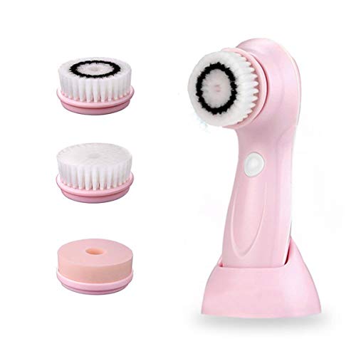 Gackoko Facial Cleansing Brush- Latest advanced cleasing Technology & 3 Brush Heads-USB Rechargeable Electric Rotating Face- IPX7 Waterproof-Advanced Face Spa System for Exfoliating Deep clease (Pink)
