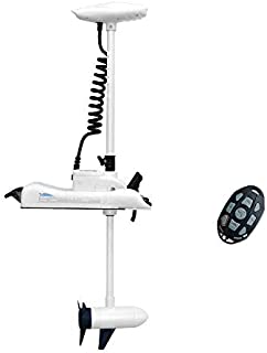 White Haswing Cayman 12V 55LBS 54inch Shaft Bow Mount Electric Trolling Motor Lightweight, Variable Speed, with Wireless Remote for Bass Fishing Boats, Pontoon Boat, Freshwater and Saltwater Use