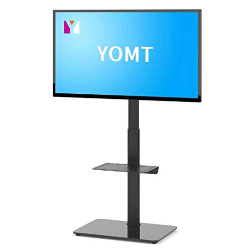 YOMT Floor TV Stand with Mount for Most 27 to 55 inch LCD, LED OLED TVs,Swivel Small TV Stand for Bedroom,Living Room and Corner,Black