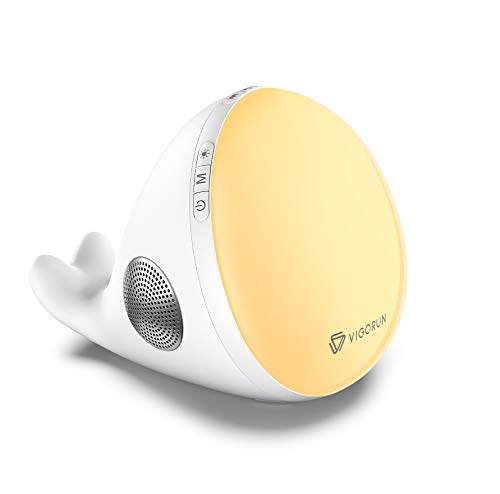 Vigorun White Noise Machine with Night Light and Bluetooth Speaker, Wireless Sound Machine with 7-Color LED Light, Limitless Soothing Sounds, 2000mAh Rechargeable Battery for Sleeping Baby Adult