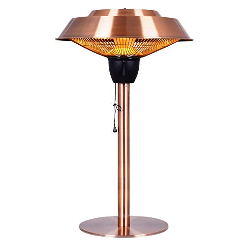 Star Patio Electric Patio Heater, Outdoor Heater, 1500W Infrared Heater with Brush Copper Finished, Tip-Over Protection, Electric Tabletop Heater, IP44 Waterproof, STP1566-CT-B