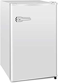 Compact Chest Upright Freezer Single Door Reversible Stainless Steel Door, Compact Adjustable Removable Shelves for Home Office, 2.3 cu.White