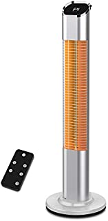 1500W Electric Infrared Standing Heater for Patio, Outdoor Portable Vertical Heater with Heating Gold Tube, LED Touch Screen Display & Remote Control, 24H Auto Shut Off and Super Quiet