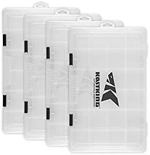 KastKing Tackle Boxes, Plastic Storage Organizer Box with Removable Dividers, 3700 Tackle Trays, Parts Box, 14x8.25x1.75 Inches (Pack of 4)