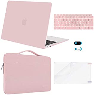 MOSISO MacBook Air 13 inch Case 2020 2019 2018 Release A2337 M1 A2179 A1932,Plastic Hard Case&Bag&Keyboard Skin&Webcam Cover&Screen Protector Compatible with MacBook Air 13 inch Retina, Rose Quartz