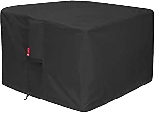 Gas Fire Pit Cover Square - Premium Patio Outdoor Cover Heavy Duty Fabric with PVC Coating,100% Waterproof,Anti-Crack,Fits for 30 inch,31 inch,32 inch Fire Pit / Table Cover (32L x 32W x 24H,Black)