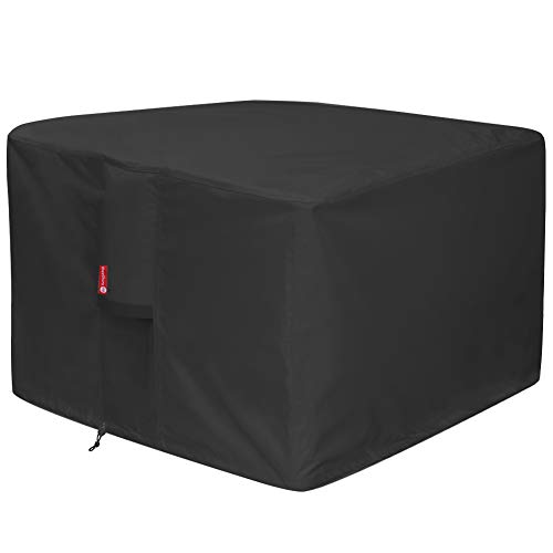 Gas Fire Pit Cover Square - Premium Patio Outdoor Cover Heavy Duty Fabric with PVC Coating,100% Waterproof,Anti-Crack,Fits for 30 inch,31 inch,32 inch Fire Pit / Table Cover (32L x 32W x 24H,Black)