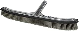 Poolmaster 20183 18-Inch Aluminum-Back Swimming Pool Algae Brush with Stainless Steel Bristles, Premier Collection