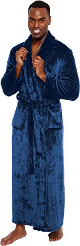 Ross Michaels Men's Big and Tall Full Length Long Bathrobe House Coat Pajamas (Navy, XXL)