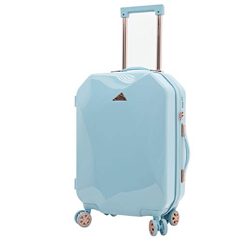 kensie Women's Only Shiny Diamond Hardside Spinner Luggage Set, Sky Blue, Carry-On 20-Inch