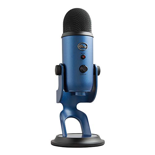 Blue Yeti USB Mic for Recording & Streaming on PC and Mac, 3 Condenser Capsules, 4 Pickup Patterns, Headphone Output and Volume Control, Mic Gain Control, Adjustable Stand, Plug & Play - Midnight Blue