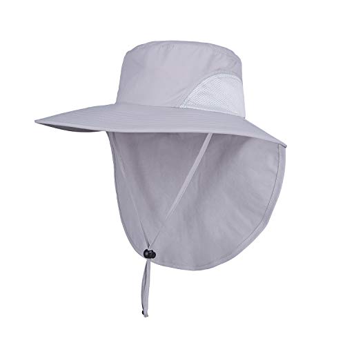 Orolay Unisex Outdoor Hats Sun Protection Fishing Hat Wide Brim Neck Flap UPF 50+ Lightgrey