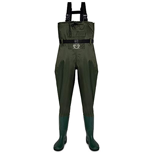 Fly Fishing Hero Chest Waders for Men with Boots Hunting Waders Fishing Boots Neoprene Waders for Women Free Hangers Included (Green 10)