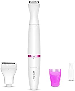 Bikini Trimmer, Funstant Electric Razor for Women with Comb, Cordless Safe Hair Trimmer Floating Foil for Dry Use, Battery Operated Personal Shaver for Lady Girl, Pubic Hair, Delicate Private Area