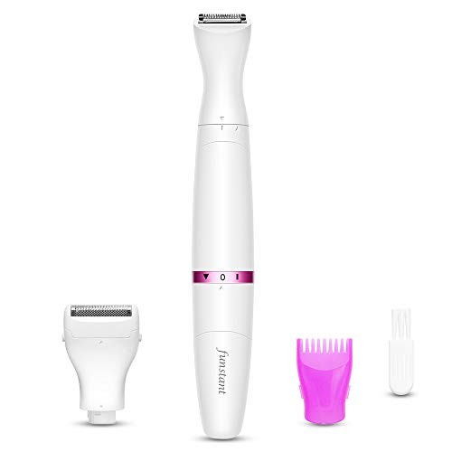 Bikini Trimmer, Funstant Electric Razor for Women with Comb, Cordless Safe Hair Trimmer Floating Foil for Dry Use, Battery Operated Personal Shaver for Lady Girl, Pubic Hair, Delicate Private Area