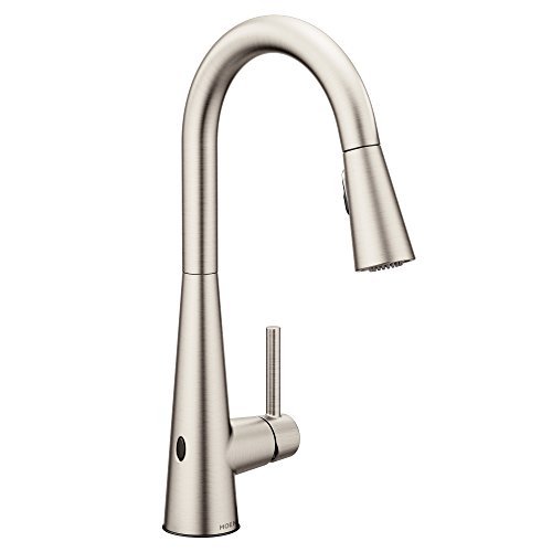 Moen 7864EWSRS Sleek Motionsense Wave Sensor Touchless One-Handle High Arc Pulldown Modern Kitchen Faucet Featuring Power Clean, Spot Resist Stainless