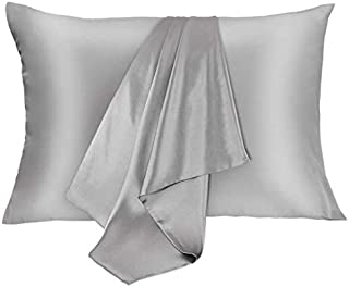 JOGJUE Silk Pillowcase for Hair and Skin 2 Pack 100% Mulberry Silk Bed Pillowcase Hypoallergenic Soft Breathable Both Sides Silk Pillow Case with Hidden Zipper, King Size Pillow Cases (Grey)