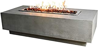 Elementi Granville Outdoor Table 60 Inches Fire Pit Patio Heater Concrete Firepits Outside Electronic Ignition Backyard Fireplace Cover Lava Rock Included, Natural Gas