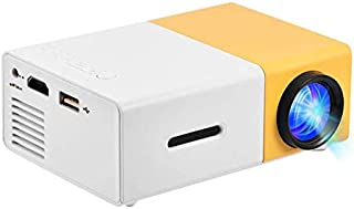 Mini Projector 1080P Film Resolution LED Multimedia Home Theater Projector HDMI, AV, USB Support for PS4 Laptop ipad iPhone Smartphone Game TV (White-Yellow)