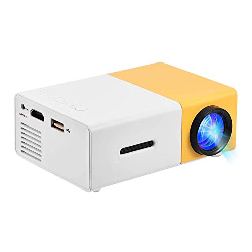 Mini Projector 1080P Film Resolution LED Multimedia Home Theater Projector HDMI, AV, USB Support for PS4 Laptop ipad iPhone Smartphone Game TV (White-Yellow)