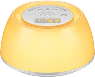 AMIR Wake up Light with Alarm Clock, Night Light Clock for Kids with Sunrise Simulation, 5 Natural Sounds, Rechargeable, Touch Sensor Multicolor Dimmable Night Light White1