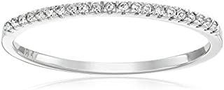 Dazzlingrock Collection 0.08 Carat (ctw) Round White Diamond Ladies Dainty Anniversary Wedding Band Stackable Ring, 10K White Gold, Size 6.5