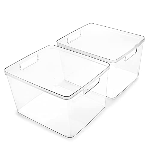 BINO | Plastic Storage Bins, Large - 2 Pack | THE LUCID COLLECTION | Multi-Use Organizer Bins | Built-In Handles | BPA-Free | Pantry Organization | Home Organization | Fridge Organizer | Freezer Org