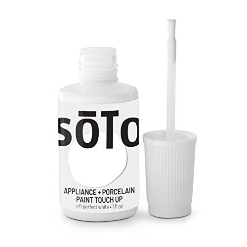 soto Appliance + Porcelain Paint Touch UP - Low VOC, high-Gloss for Bathroom + Kitchens: Sinks, bathtubs, appliances, Metal Surfaces, Tile, Fiberglass, Glossy finishes, etc (No. 01 Perfect White)