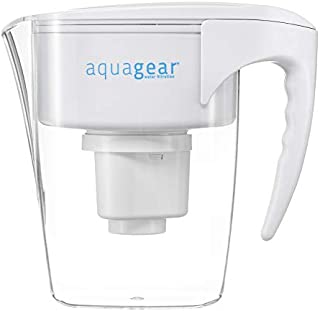 Aquagear Water Filter Pitcher - Fluoride, Lead, Chlorine, Chromium-6 Filter - BPA-Free, Clear