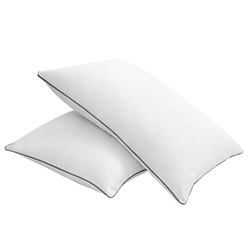 Bed Pillows for Sleeping - Set of 2 Pack Down Alternative Cooling Pillows for Neck Pain Super Soft Hotel Pillow for Side Back and Stomach Sleeper with Hypoallergenic Breathable Shell-Standard Size